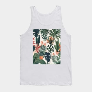 Boho Chic Leaf prints Minimalist Tropical Botanical Plants Tank Top